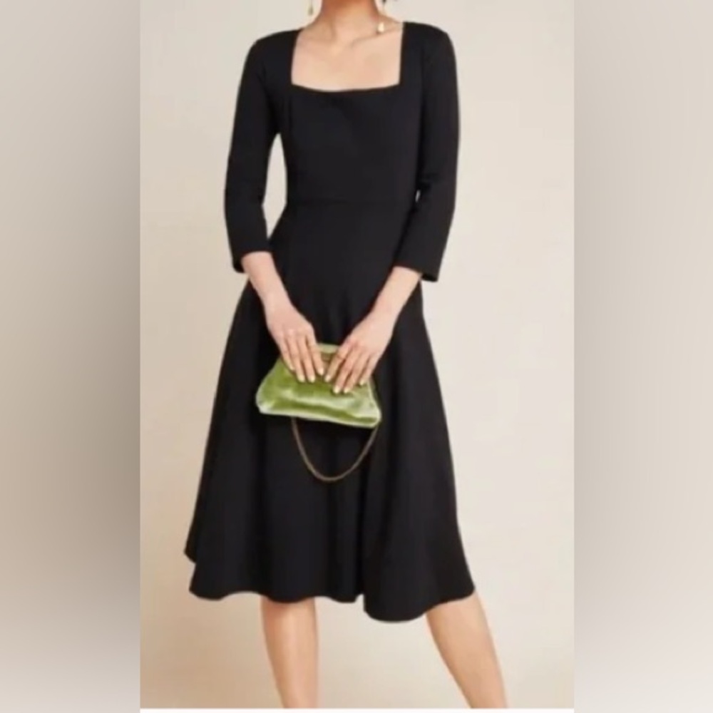 MAEVE Anthropologie Jocelyn Midi Dress Black/Noir size M